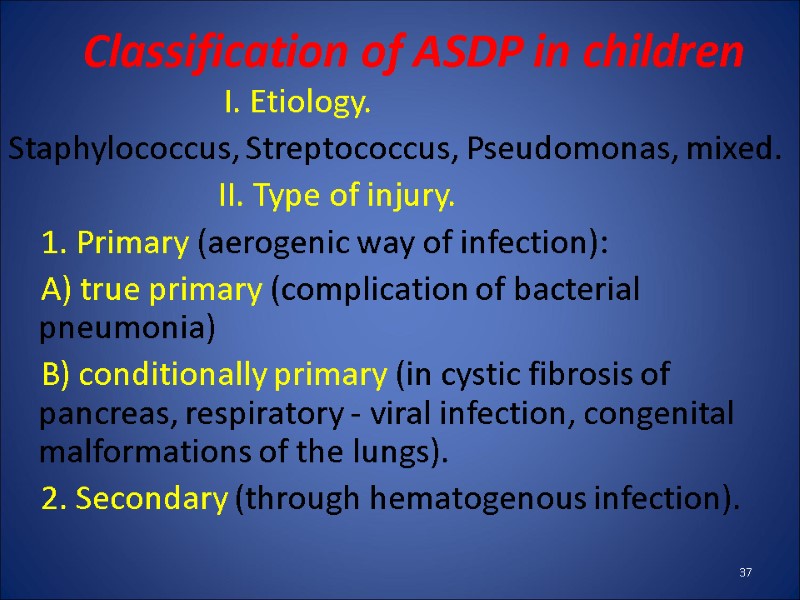 Classification of ASDP in children         